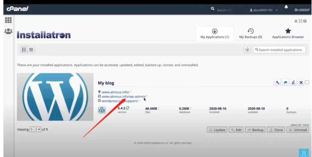 在cpanel上点击网址跳转到wordpress 后台