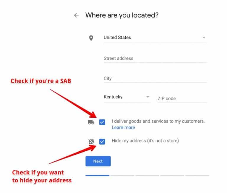 截至 2019 年 2 月的 GMB 服务区业务 UI