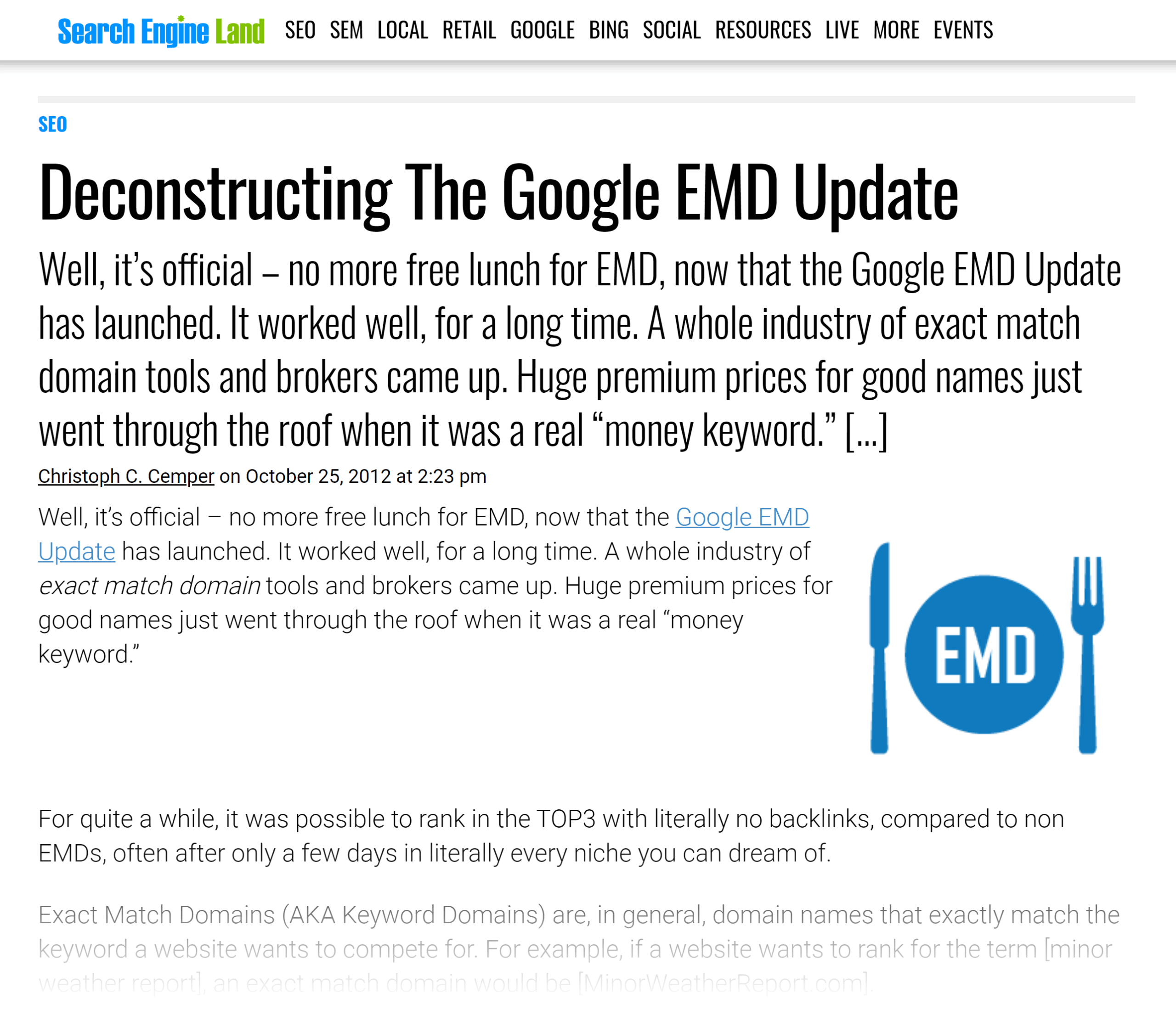 搜索引擎土地 – Google EMD 更新