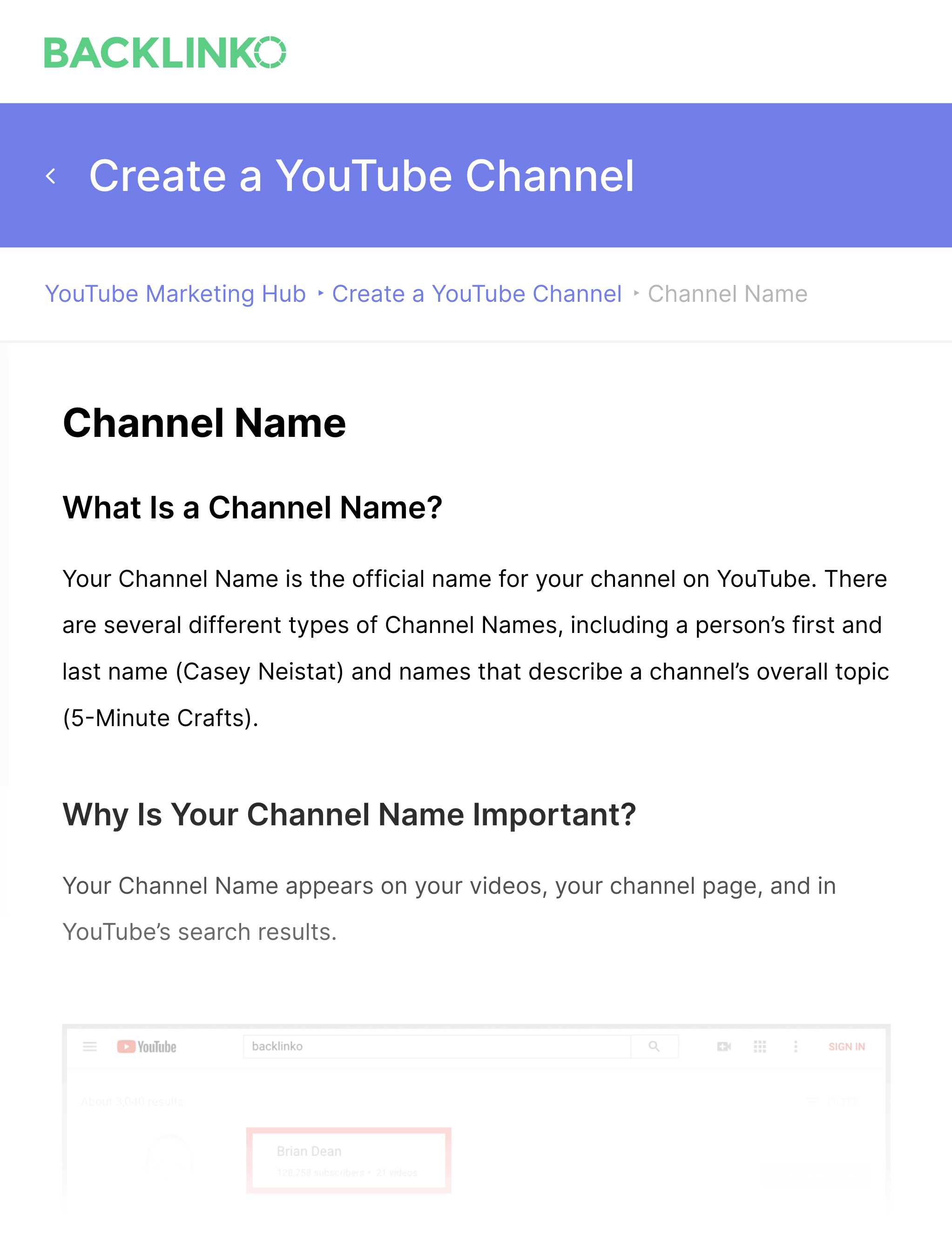 Backlinko – 中心 – 创建 YouTube 频道