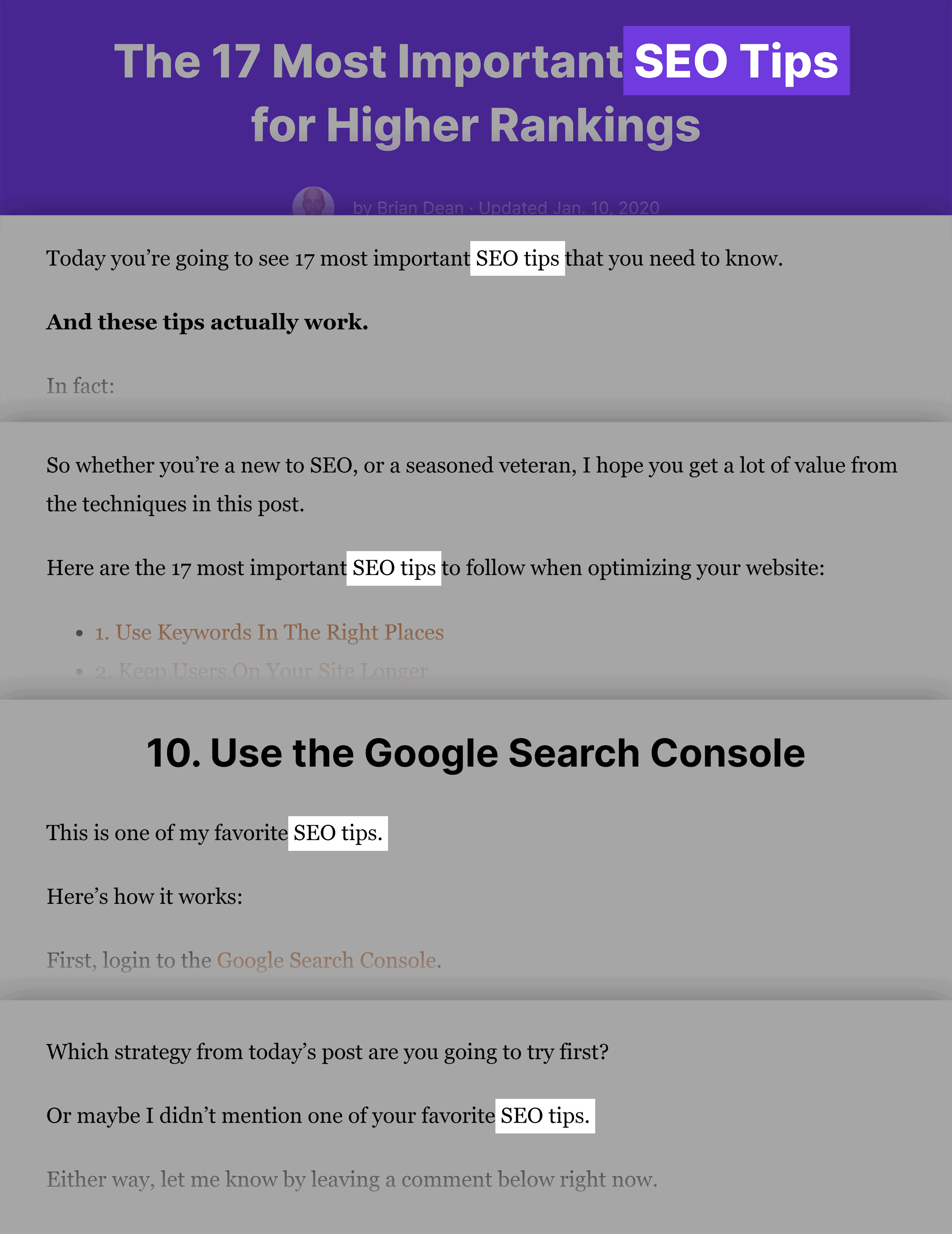 SEO 技巧 帖子中的关键字