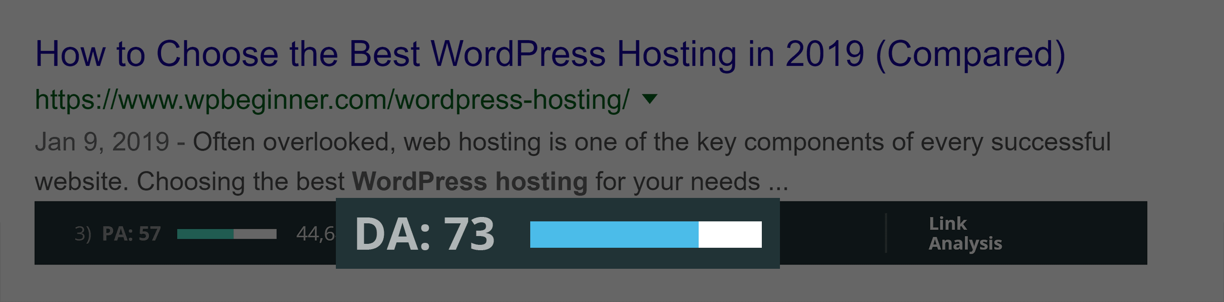使用 Moz 进行 Google 搜索 – DA